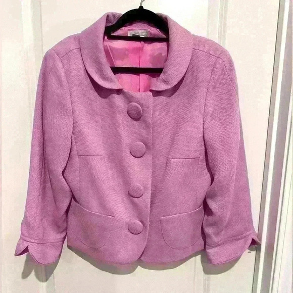 london Times Light Pink shimmer shiny Blazer with bug large buttons barbie - Picture 3 of 6